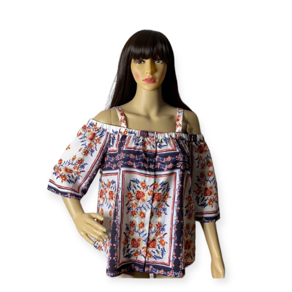 ASOS Floral Cold Shoulder Top Size 4